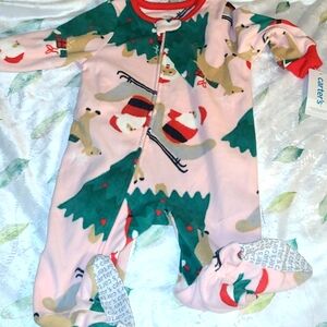 Christmas santa Baby Girls footie size 12 months